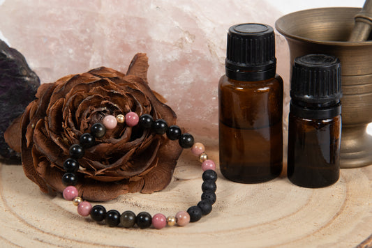 Ossidiana dorata, rodonite, lava, argento dorato 925