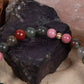 Eliotropio, rodonite, diaspro rosso, lava, argento dorato 925
