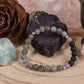 Labradorite, ametista lavanda, lava, argento dorato 925