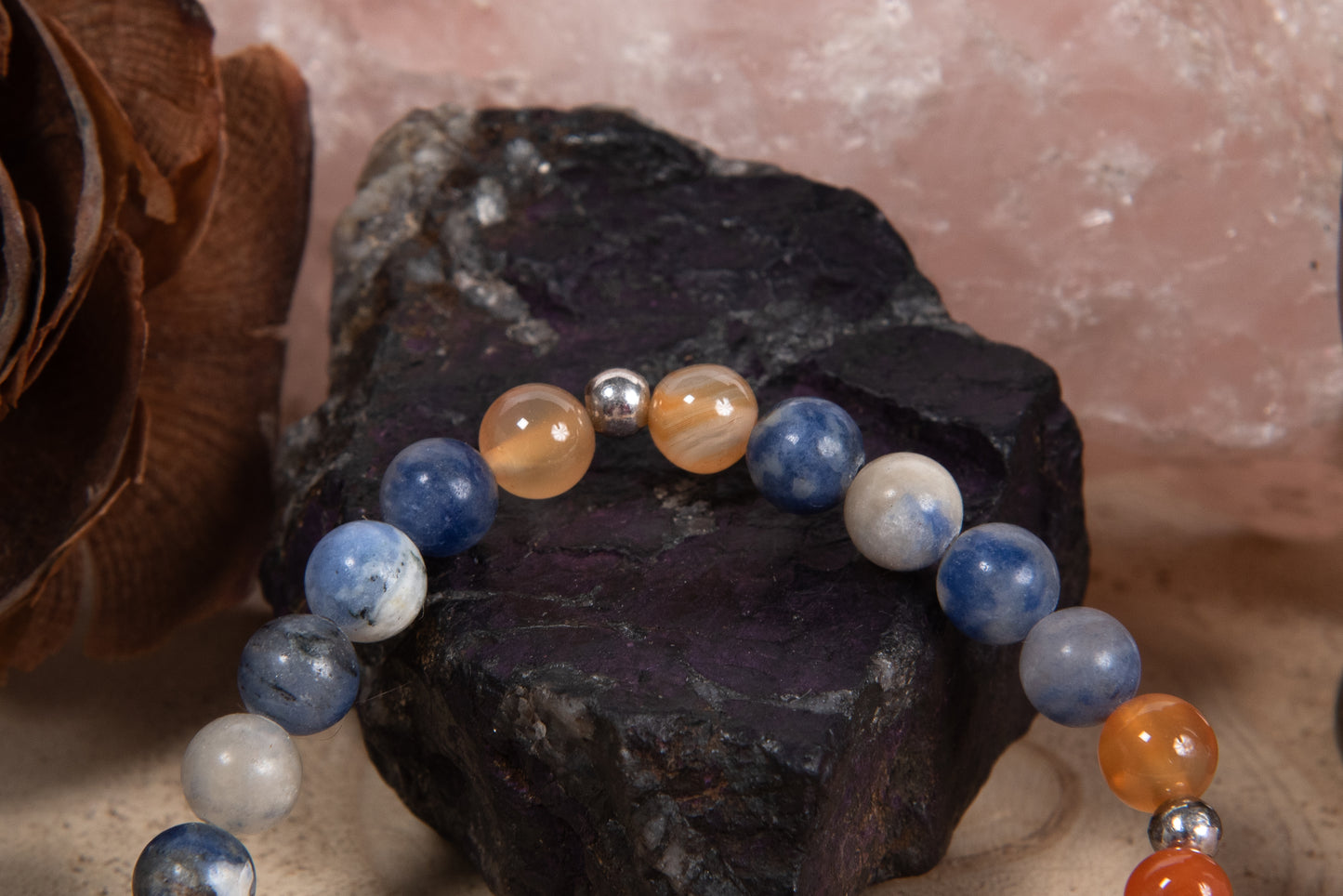 Sodalite, corniola, lava, argento 925