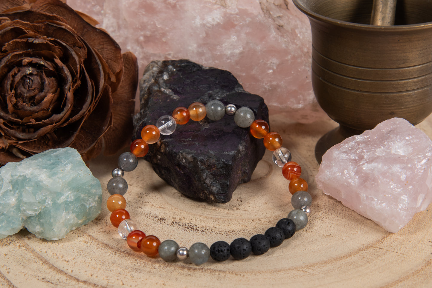 Corniola, agata grigia, lava, argento 925