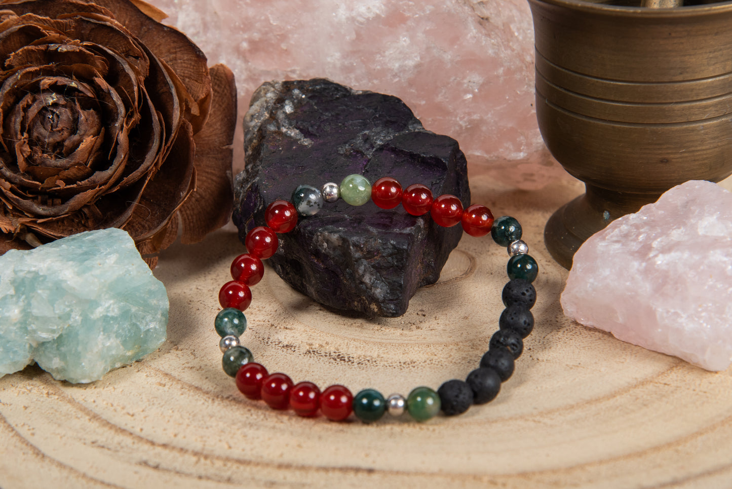 Agata muschiata, agata rossa, lava, argento 925