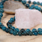 Mala da meditazione in Apatite, Perla Guru Tibetana, Argento dorato 925, placcato oro 14 kt