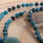 Mala da meditazione in Apatite, Perla Guru Tibetana, Argento dorato 925, placcato oro 14 kt