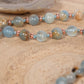 Mala collana 108 perle Calcite blu, pietra guru Agata, rame