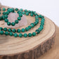 Mala 108 con pietre naturali di Malachite, Perla Guru Rame, rame