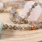 Mala collana artigianale 108 perle Labradorite, pietra guru Agata, rame