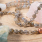 Mala collana artigianale 108 perle Labradorite, pietra guru Agata, rame