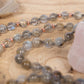 Mala collana artigianale 108 perle Labradorite, pietra guru Agata, rame