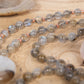 Mala collana artigianale 108 perle Labradorite, pietra guru Agata, rame