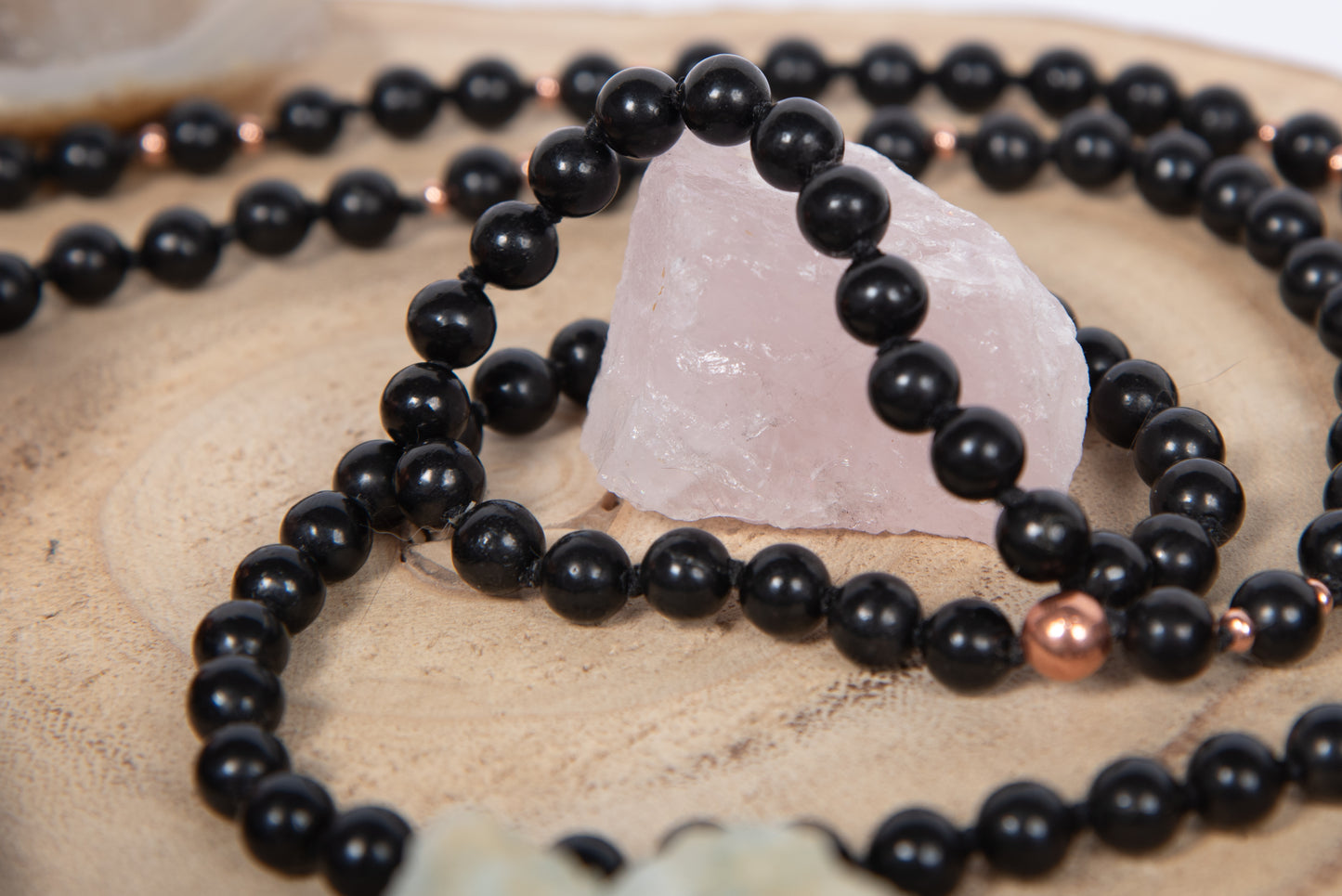 Mala con pietre di Shungite, Perla Guru Rame, rame