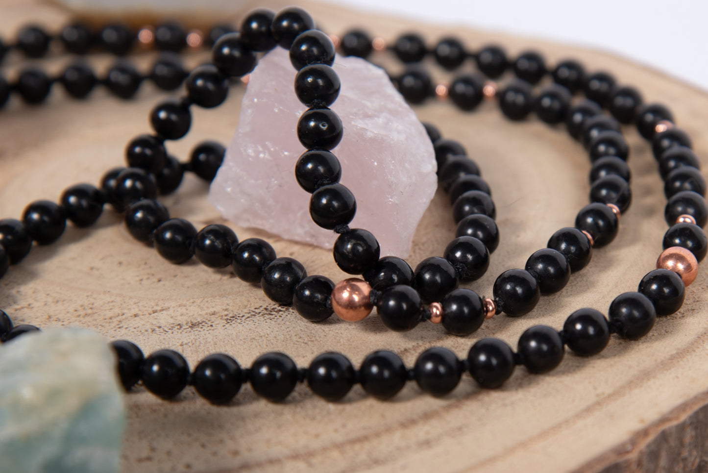 Mala con pietre di Shungite, Perla Guru Rame, rame