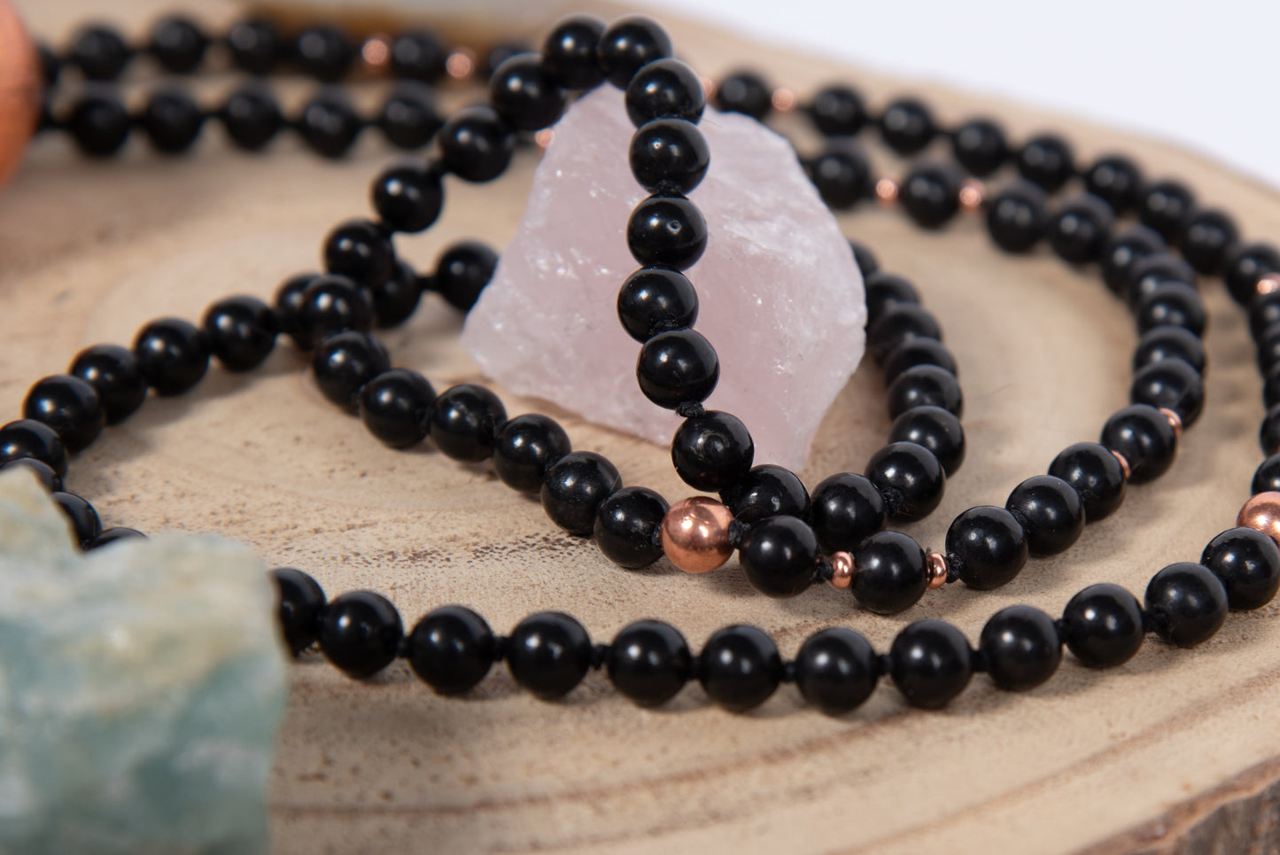 Mala con pietre di Shungite, Perla Guru Rame, rame