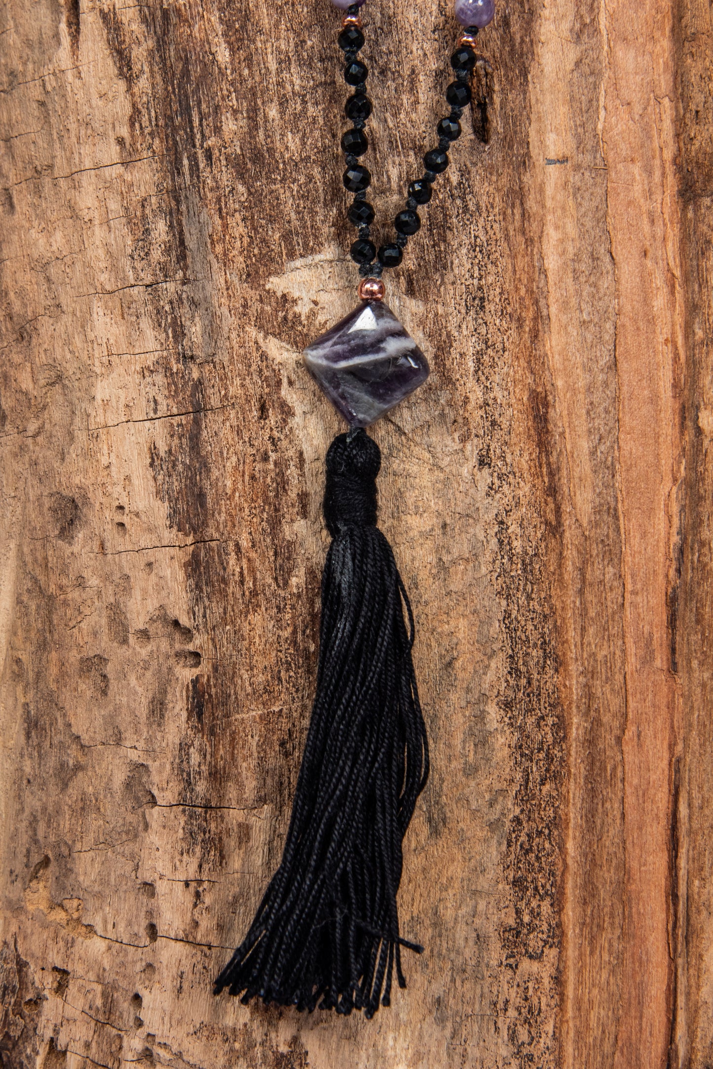 Mala 108 perle di Onice, Ametista, Pietra Guru Ametista