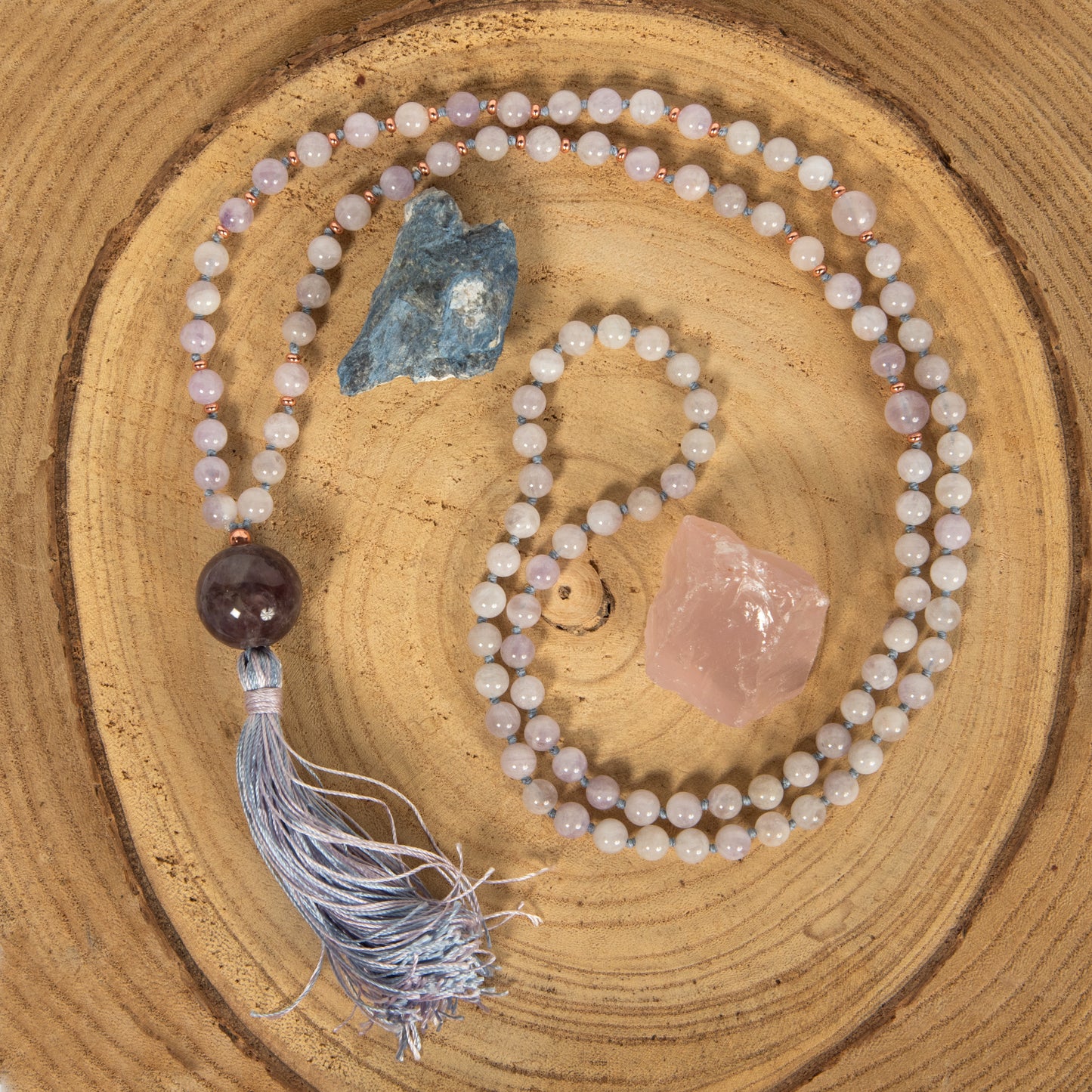 Mala Ametista lavanda, Pietra Guru Ametista e Rame