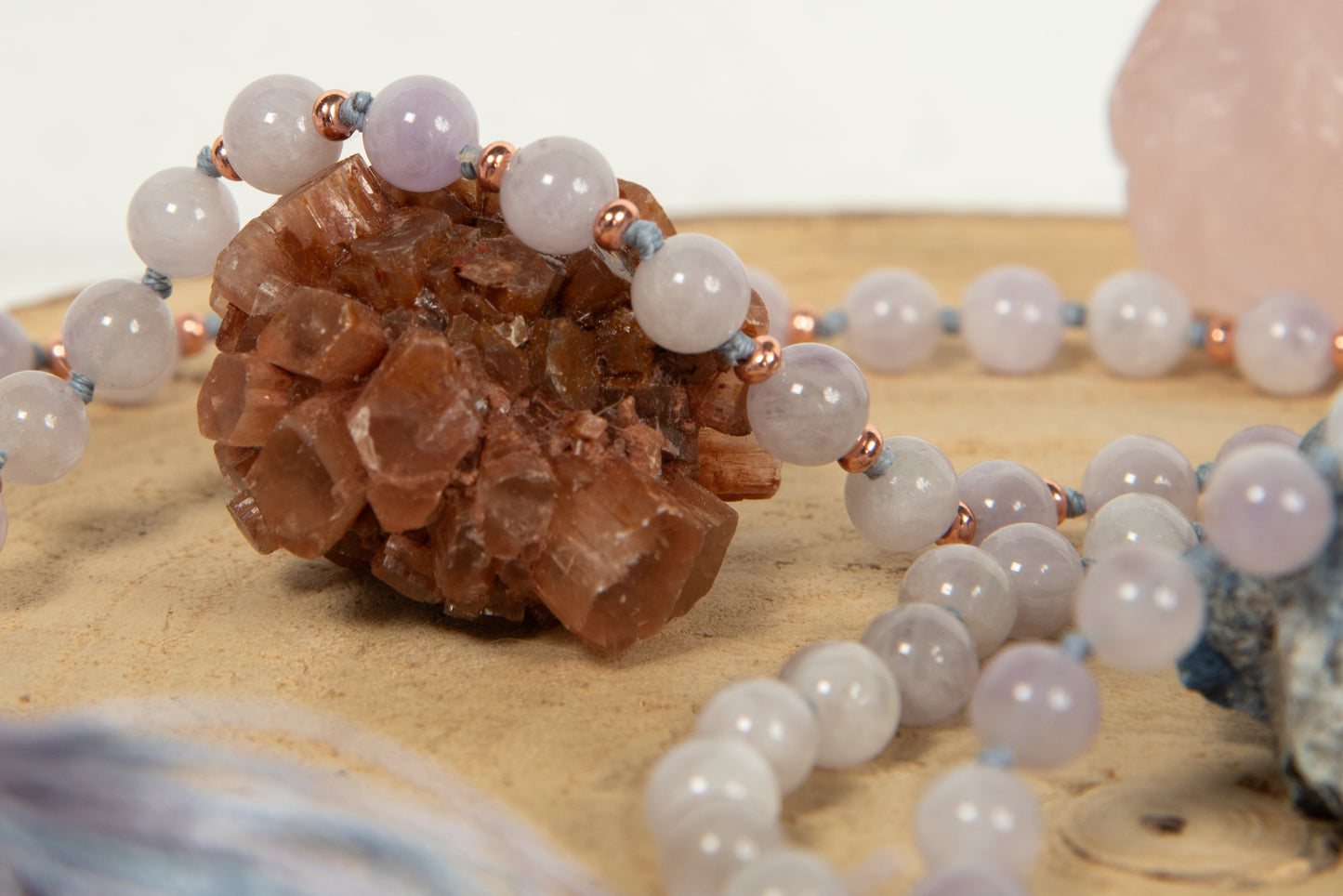 Mala Ametista lavanda, Pietra Guru Ametista e Rame