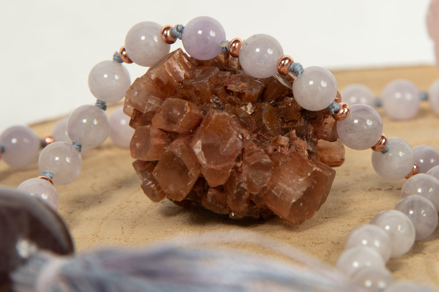 Mala Ametista lavanda, Pietra Guru Ametista e Rame