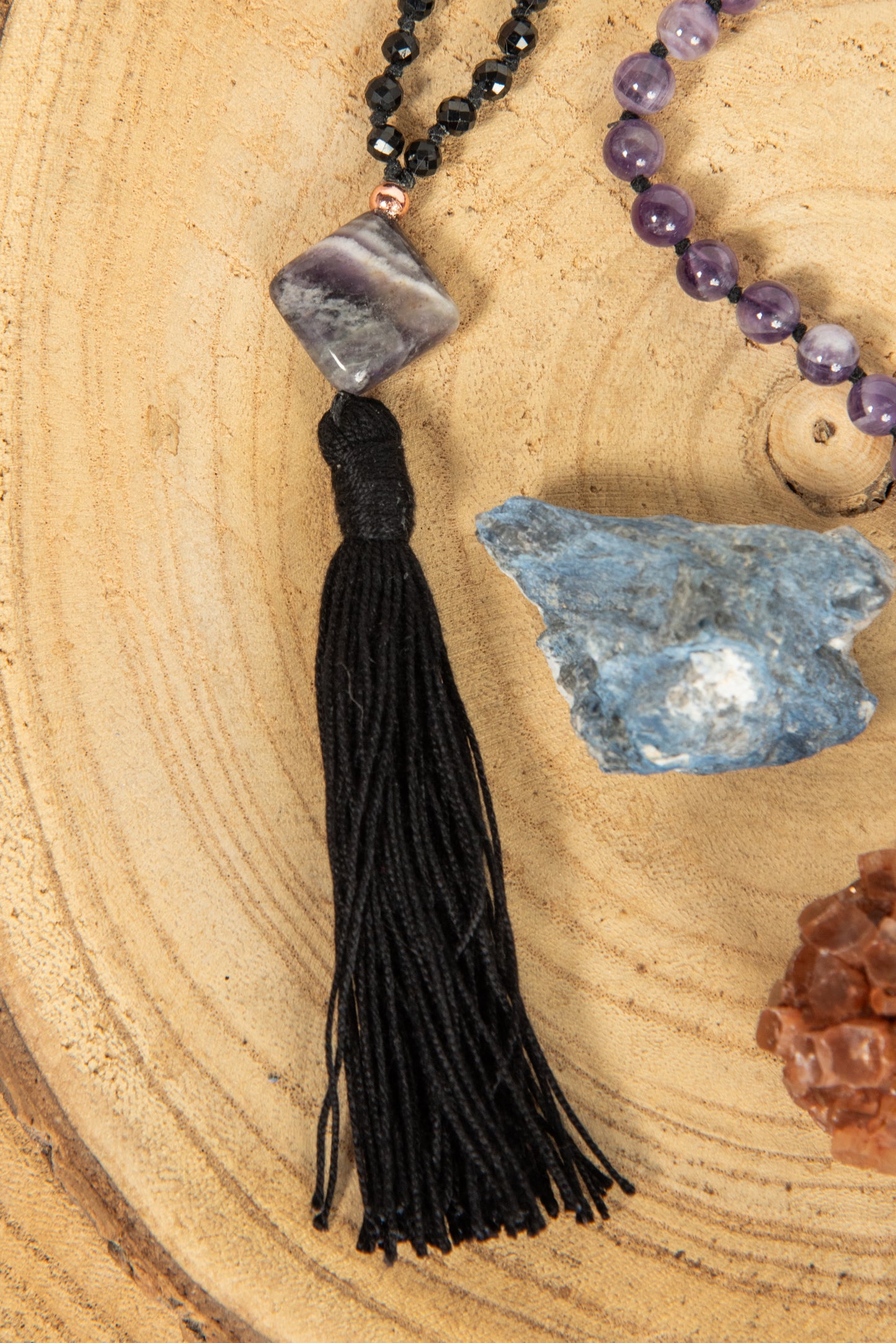 Mala 108 perle di Onice, Ametista, Pietra Guru Ametista