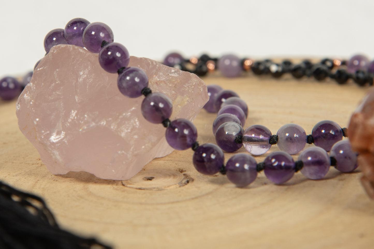 Mala 108 perle di Onice, Ametista, Pietra Guru Ametista