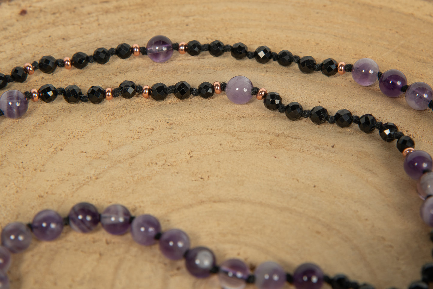 Mala 108 perle di Onice, Ametista, Pietra Guru Ametista