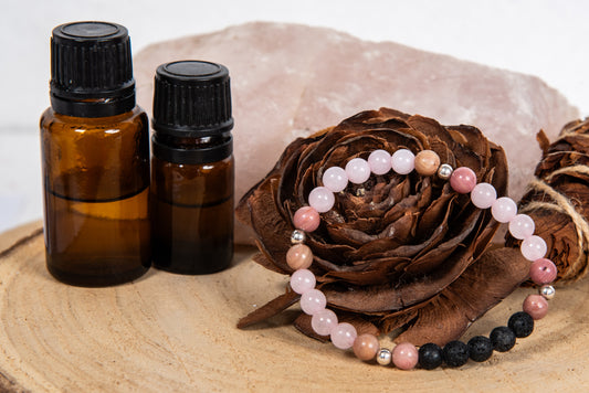 Quarzo rosa, rodonite, lava, argento 925