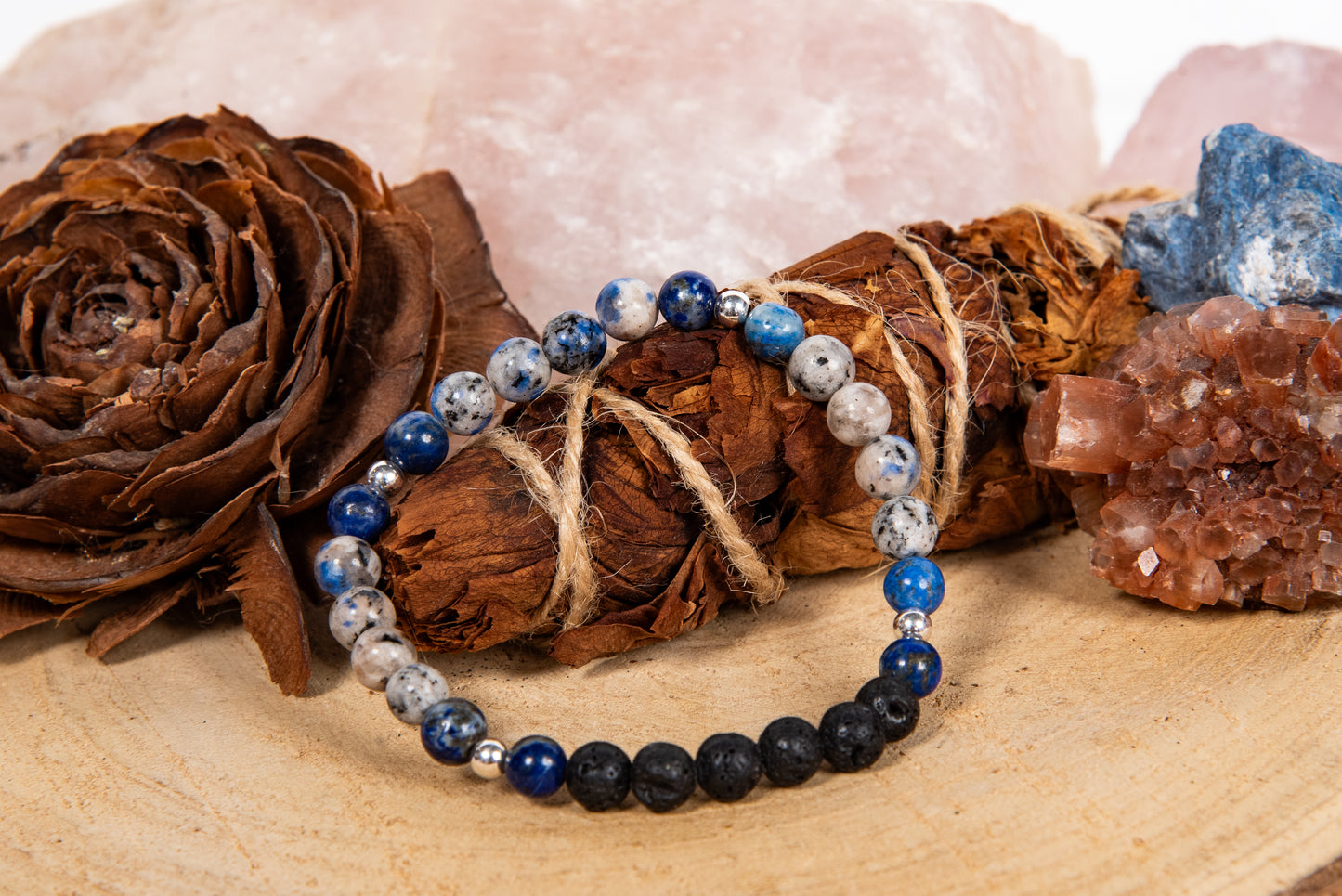 Lapislazzuli, diaspro k2, lava, argento 925