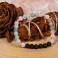 Calcite blu, quarzo rosa, lava, argento 925