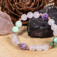 Bracciale perle 8 mm crisoprasio, ametista, ametista lavanda, rame