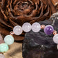 Bracciale perle 8 mm crisoprasio, ametista, ametista lavanda, rame