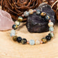 Bracciale perle 8 mm calcite blu, occhio di falco, rame