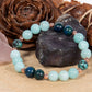 Bracciale perle 8 mm amazzonite, turchese africano, azzurrite, rame