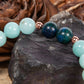 Bracciale perle 8 mm amazzonite, turchese africano, azzurrite, rame