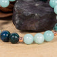 Bracciale perle 8 mm amazzonite, turchese africano, azzurrite, rame