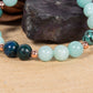 Bracciale perle 8 mm amazzonite, turchese africano, azzurrite, rame