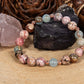 Bracciale perle 8 mm calcite blu, rodocrosite, rame