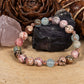 Bracciale perle 8 mm calcite blu, rodocrosite, rame