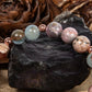 Bracciale perle 8 mm calcite blu, rodocrosite, rame