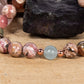 Bracciale perle 8 mm calcite blu, rodocrosite, rame