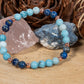 Bracciale perle 6 mm lapislazzuli, larimar, rame
