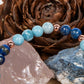 Bracciale perle 6 mm lapislazzuli, larimar, rame