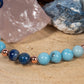 Bracciale perle 6 mm lapislazzuli, larimar, rame