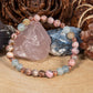 Bracciale perle 6 mm rodocrosite, calcite blu, rame