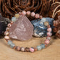 Bracciale perle 6 mm rodocrosite, calcite blu, rame