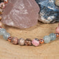 Bracciale perle 6 mm rodocrosite, calcite blu, rame