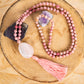 Mala da meditazione in Rodonite, Pietra Guru Quarzo rosa e Rame