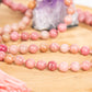 Mala da meditazione in Rodonite, Pietra Guru Quarzo rosa e Rame