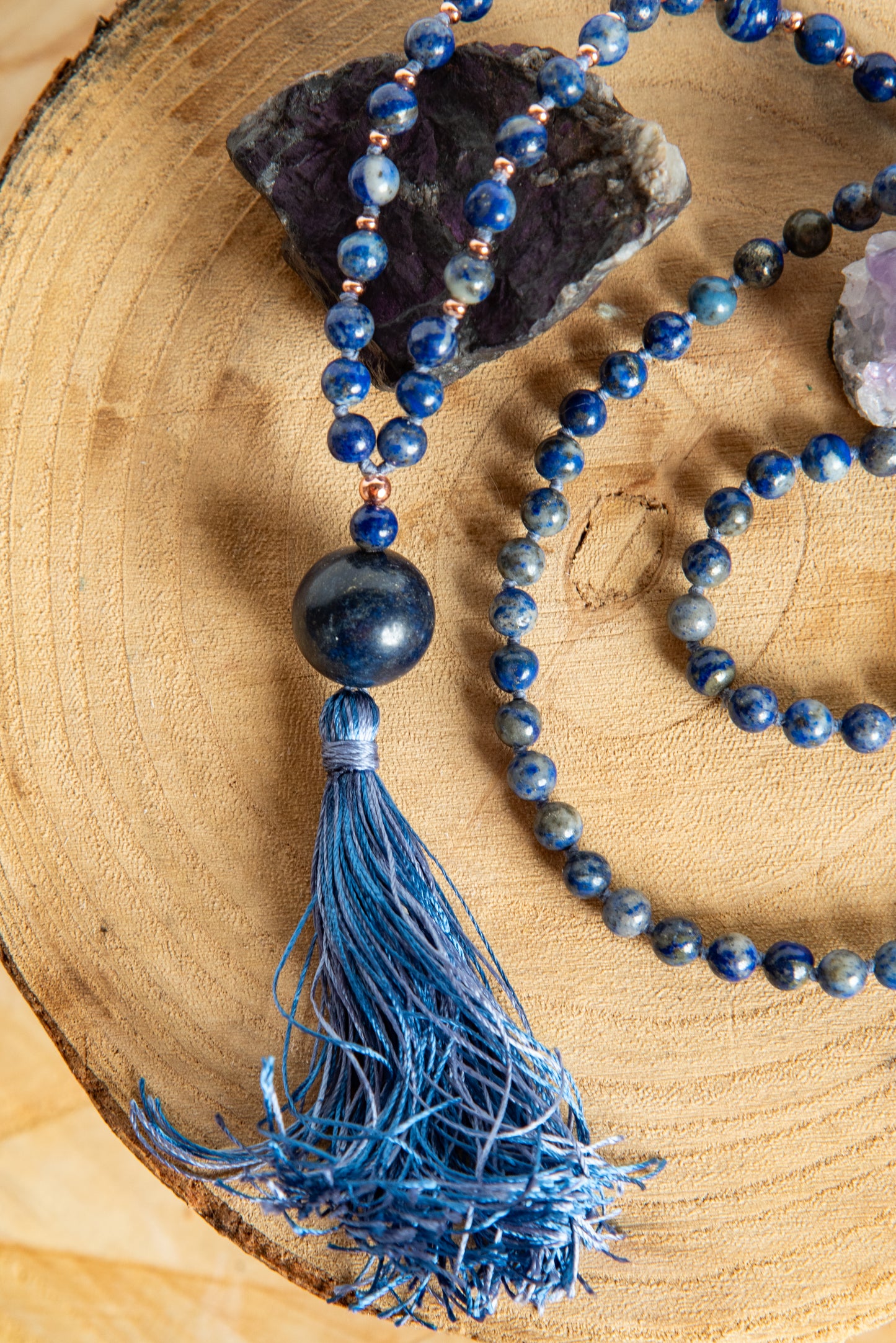 Mala per meditare in Lapislazzuli, Pietra Guru Lapislazzuli, Rame