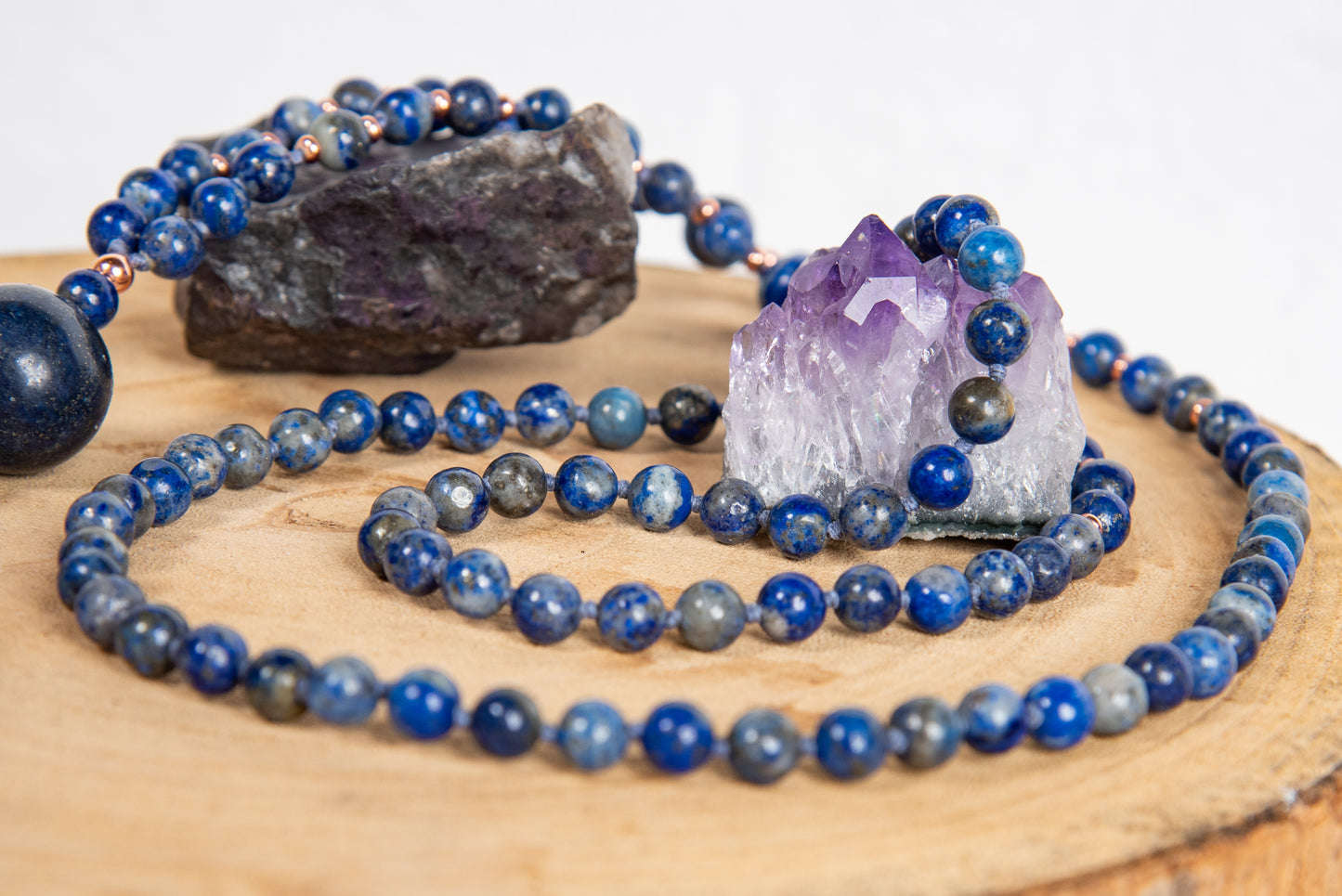 Mala per meditare in Lapislazzuli, Pietra Guru Lapislazzuli, Rame