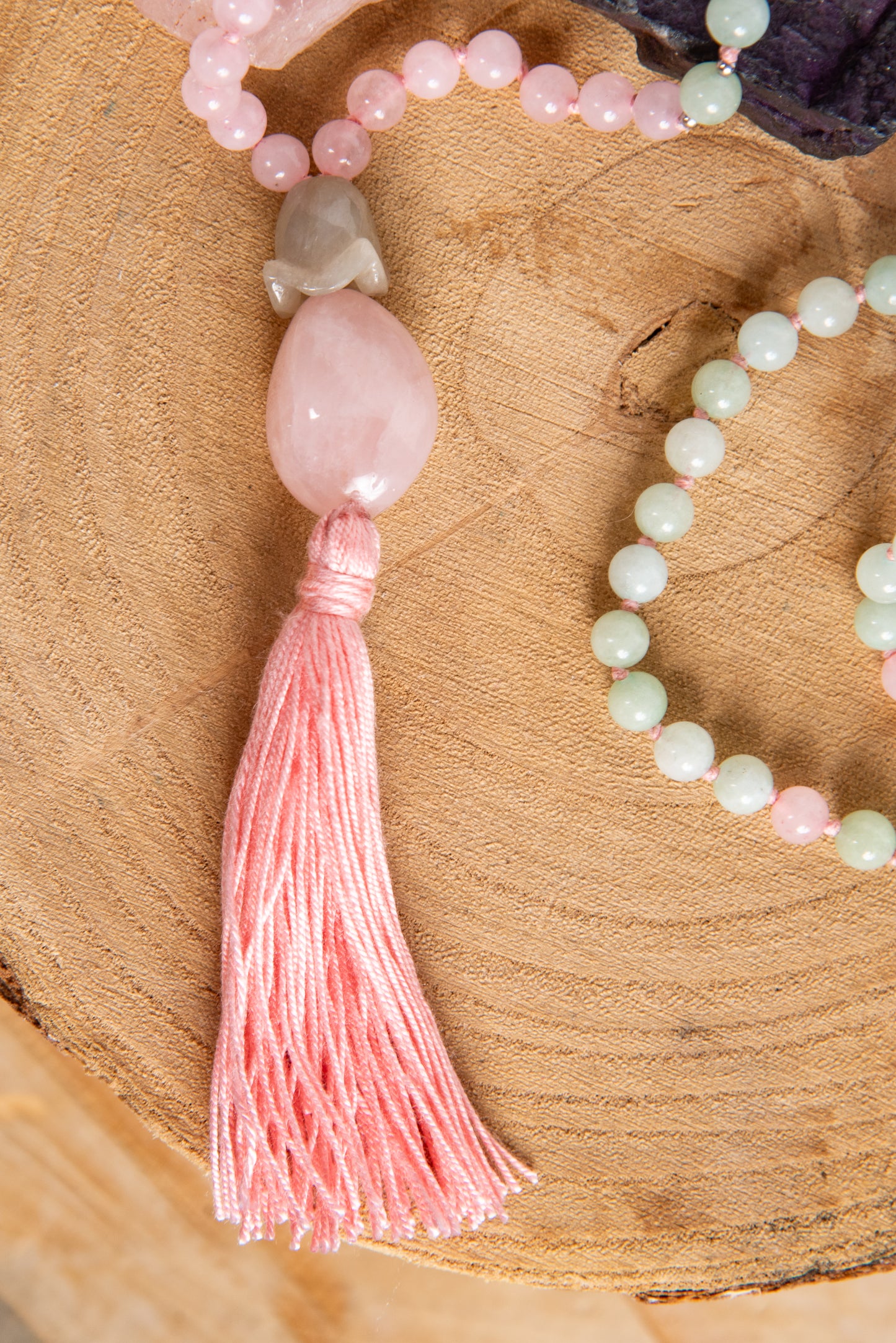 Mala in Giadeite, Quarzo rosa e rame