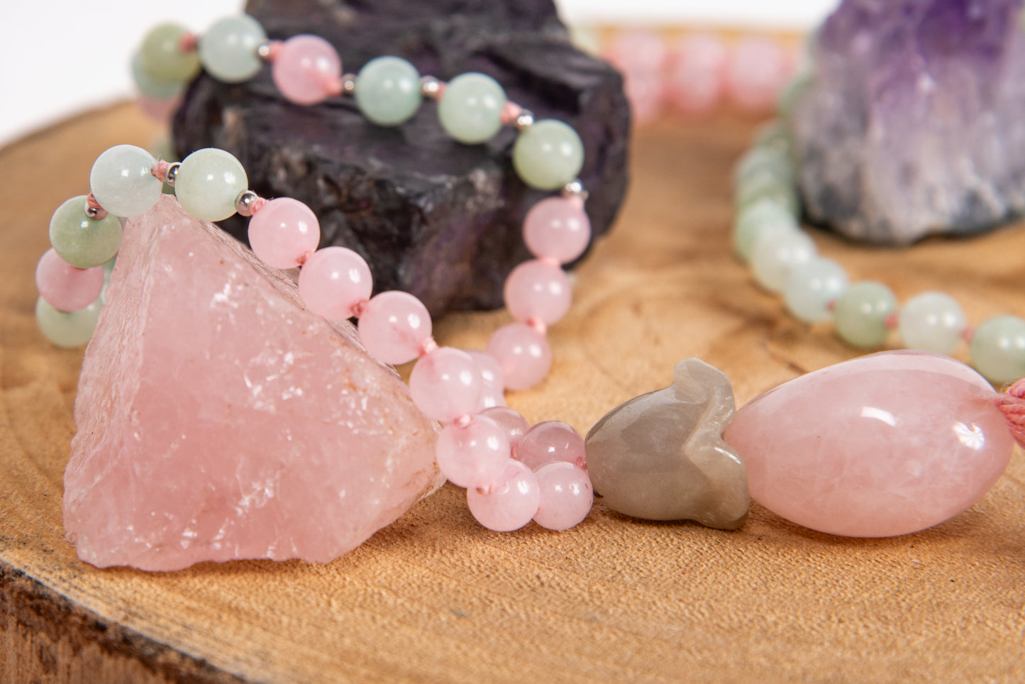 Mala in Giadeite, Quarzo rosa e rame